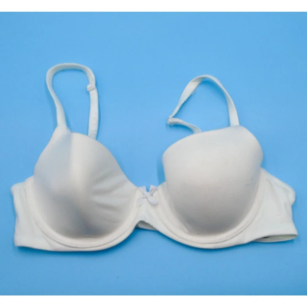 Victorias Secret 34C TShirt Lightly Lined Demi Bra‎ White Bow Underwired New